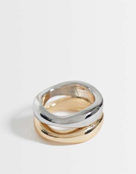 DesignB London - Lagdelt ring i blandet metal - view 1