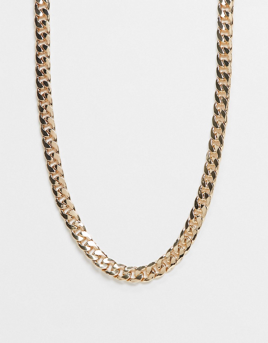 DesignB London - Lang chunky halskæde i guldfarve