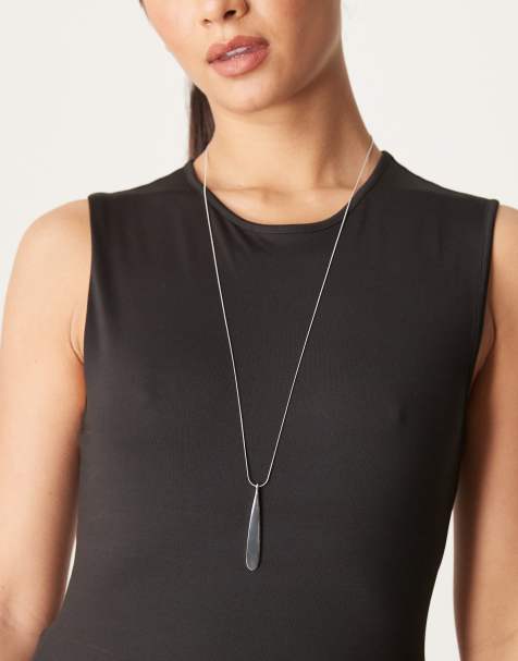 DesignB London - Lange ketting met gesmolten hanger in zilver - view 1