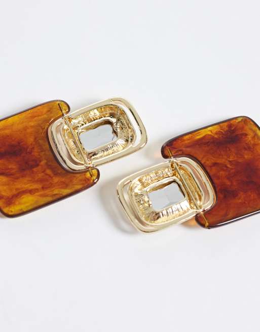 DesignB London large amber resin earrings in gold, 4 of 4