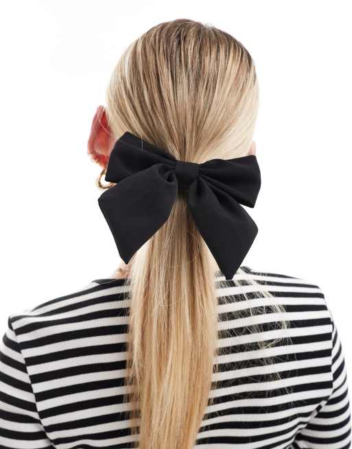  DesignB London large bow hair tie in black  