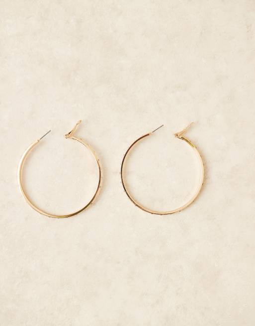 DesignB London large embellished hoop earrings in gold, 2 of 3