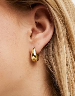 DesignB London large puff hoop earrings in gold