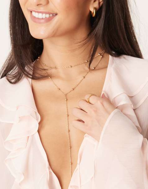 DesignB London - Lariat-ketting met gelaagd effect in goud - view 1