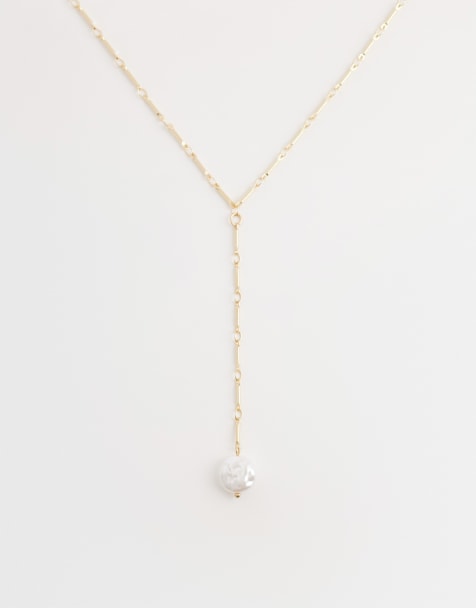 DesignB London - Lariat-ketting met parels in goud - view 1