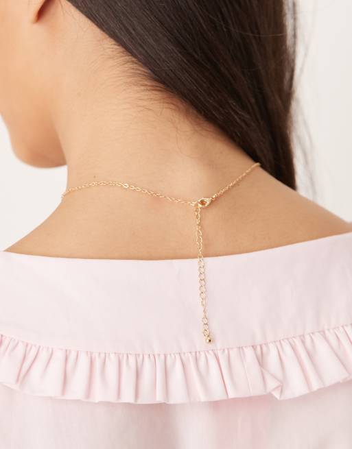 DesignB London lariat necklace with pearl pendant in gold, 4 of 4
