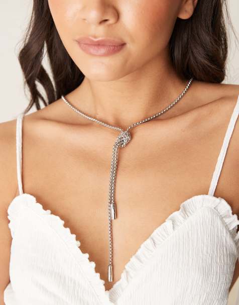 DesignB London – Lasso-Halskette in Silber mit Knotendetail - view 1