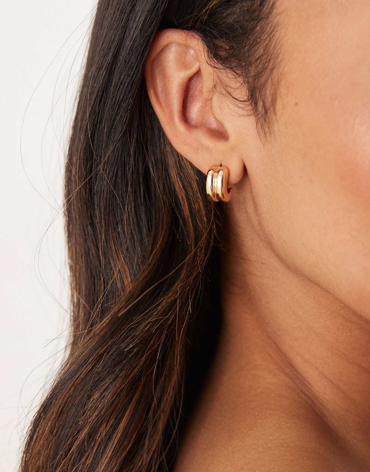 DesignB London layered hoop earrings in gold