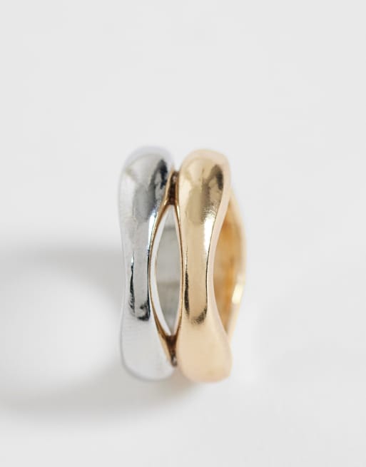 DesignB London layrered ring in mixed metal, 3 of 3