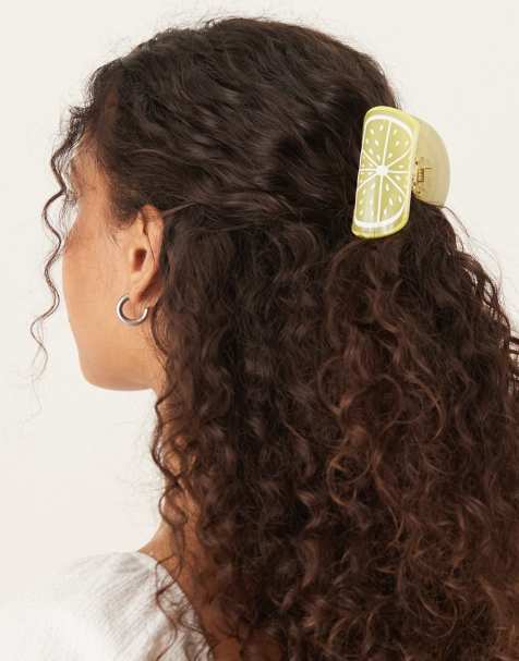 DesignB London lemon segment hair claw in pale yellow - view 1