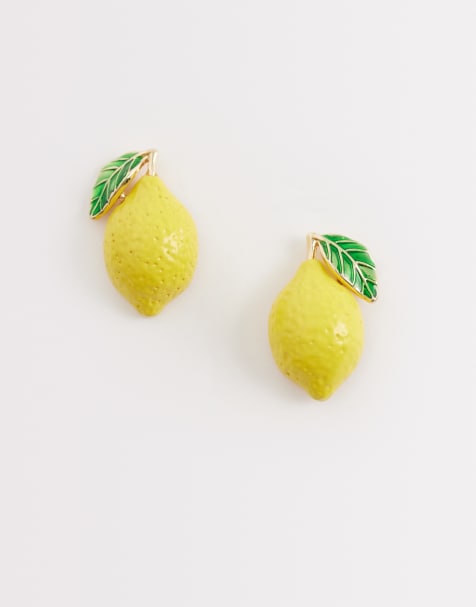 DesignB London lemon stud earrings in yellow - view 1