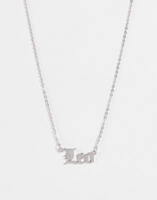 DesignB London Leo stainless steel star sign necklace in silver