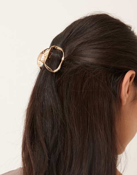 DesignB London - Lille guldfarvet smeltet hårklemme i metal - view 1