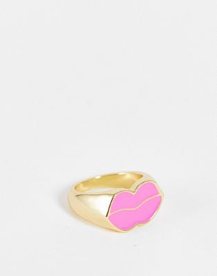 DesignB London lips ring in gold tone - ASOS Price Checker