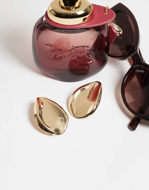 DesignB London liquified large stud earrings in gold, 2 of 4