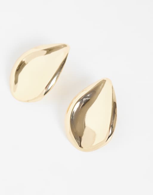 DesignB London liquified large stud earrings in gold, 3 of 4