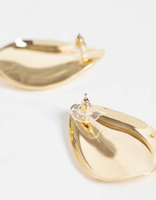 DesignB London liquified large stud earrings in gold, 4 of 4