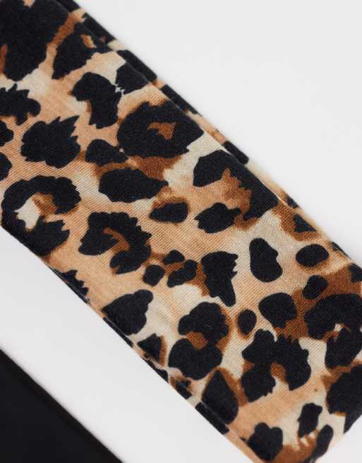 DesignB London lot de 2 bandeaux extensibles léopard et noir, 3 de 3