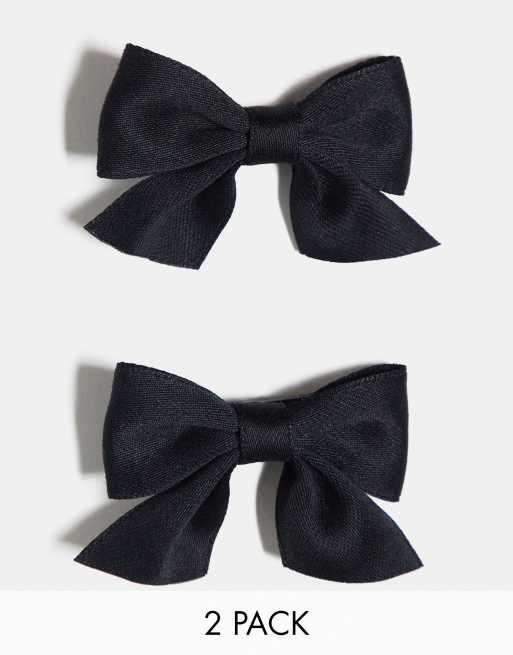 DesignB London - Lot de 2 barrettes avec nœud - Noir
