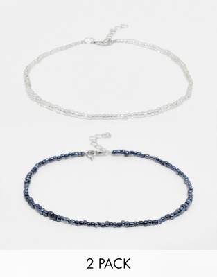 Bracelets De Cheville Perles Bohème - 2 Pièces Or Et Argent - Bijoux Plage été - Longueur Ajustable - 5