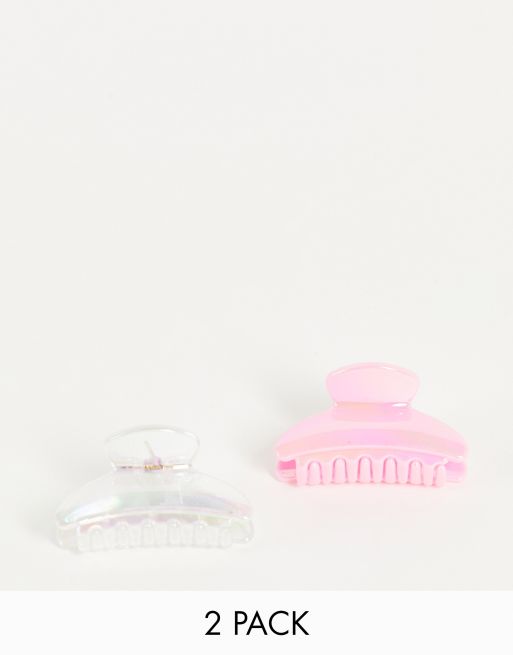 DesignB London - Lot de 2 petites pinces à cheveux en résine - Irisé