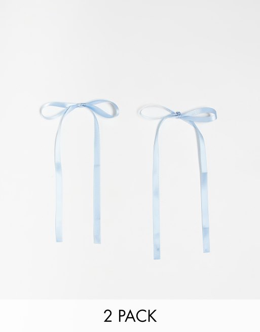 DesignB London - Lot de 2 rubans à cheveux en satin - Bleu pâle