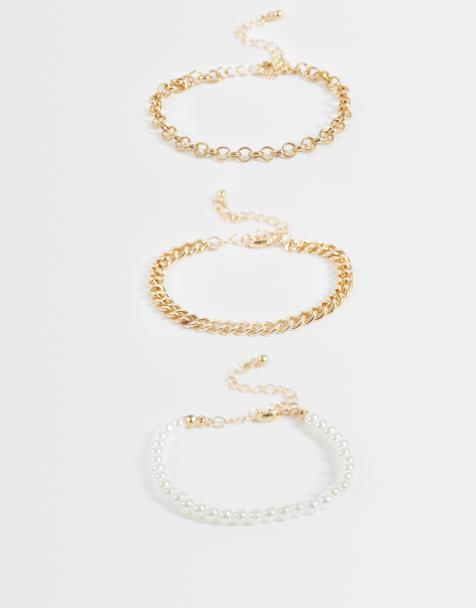 DesignB London lot de 3 bracelets chaîne et perles dorés - view 1