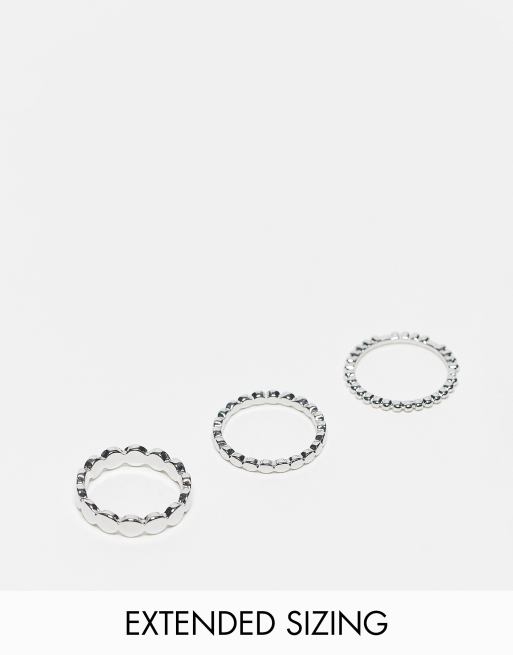DesignB London - Lot de 3 bagues effet boule - Argenté  