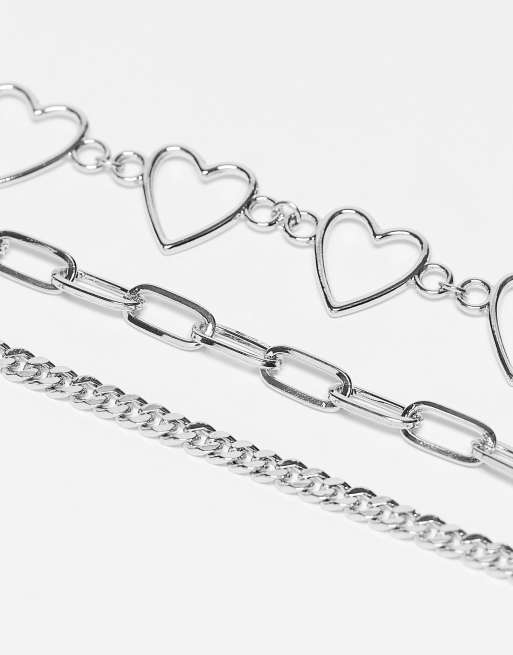 DesignB London - Lot de 3 bracelets de cheville - Argenté, 4 de 4
