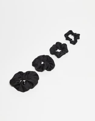 DesignB London - Lot de 4 chouchous en satin - Noir