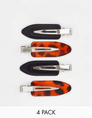 Lot De 4 Pinces à Cheveux Flamant Rose à Pois Noirs - Accessoire De Fête, Déguisement - 3