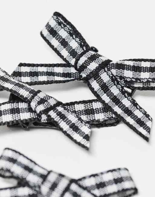DesignB London - Lot de 6 petits nœuds à carreaux vichy - Noir , 3 de 4