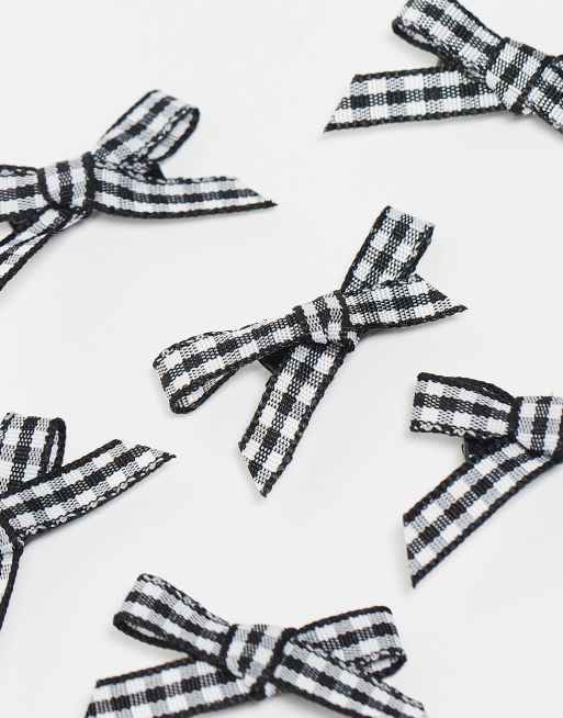 DesignB London - Lot de 6 petits nœuds à carreaux vichy - Noir , 4 de 4