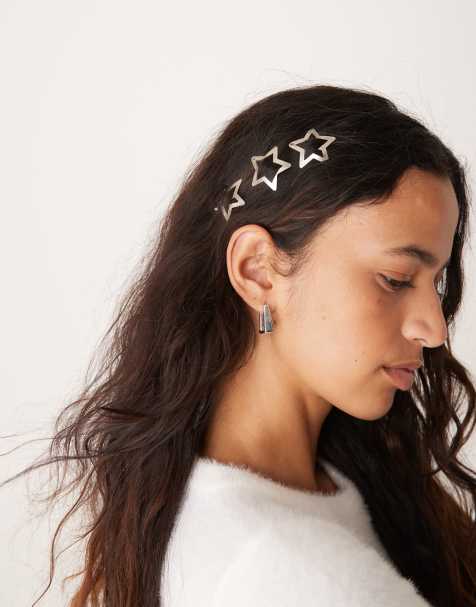 DesignB London - Lot de barrettes à cheveux étoiles - Argenté - view 1
