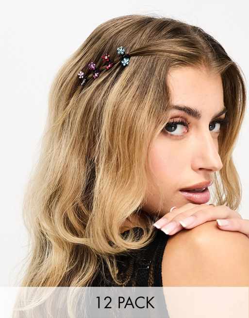 DesignB London - Lot de mini pinces à cheveux avec fleurs ornementées 