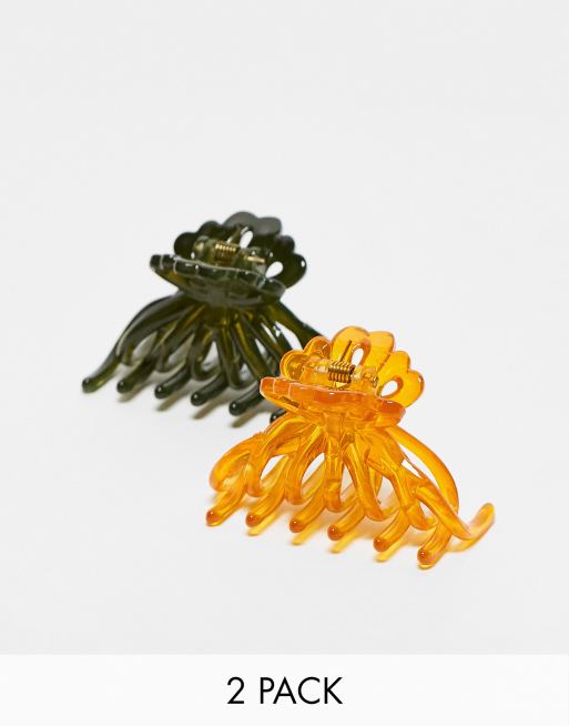 DesignB London - Lot de pinces à cheveux - Vert/jaune 