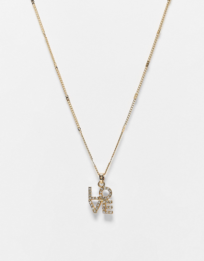 DesignB London love pendant embellished necklace in gold