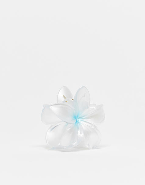 DesignB London - Lyseblå hårklemme med hawaii-blomsterdesign og ombre-design - view 1