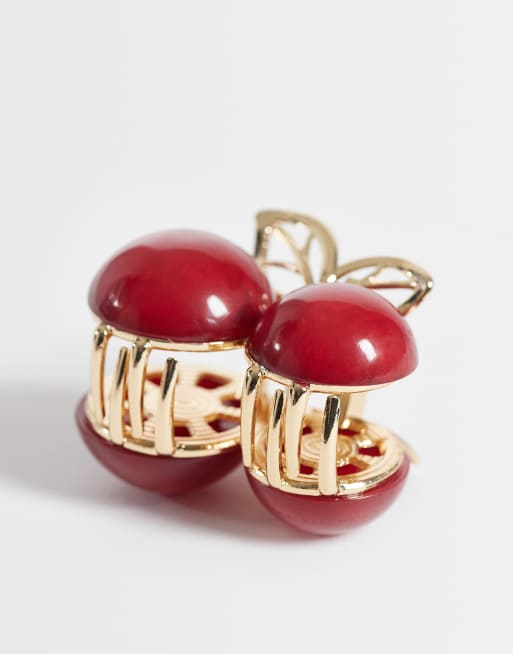 DesignB London metal cherry hair claw in red, 2 of 3