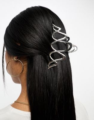 DesignB London metal hair claw in silver