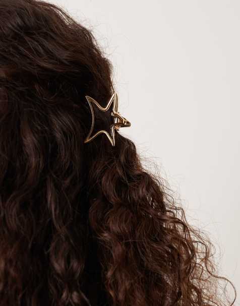 DesignB London metal star claw clip in gold tone - view 1