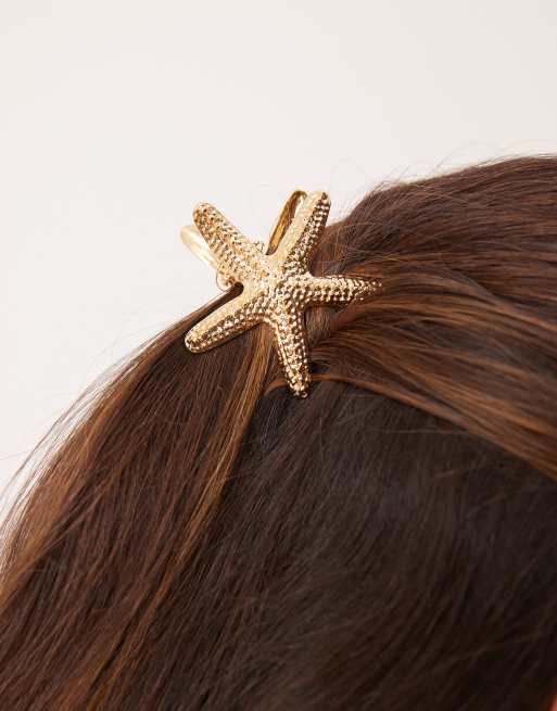 DesignB London - Metalen haarklem met schelp in goud, 2 van 4