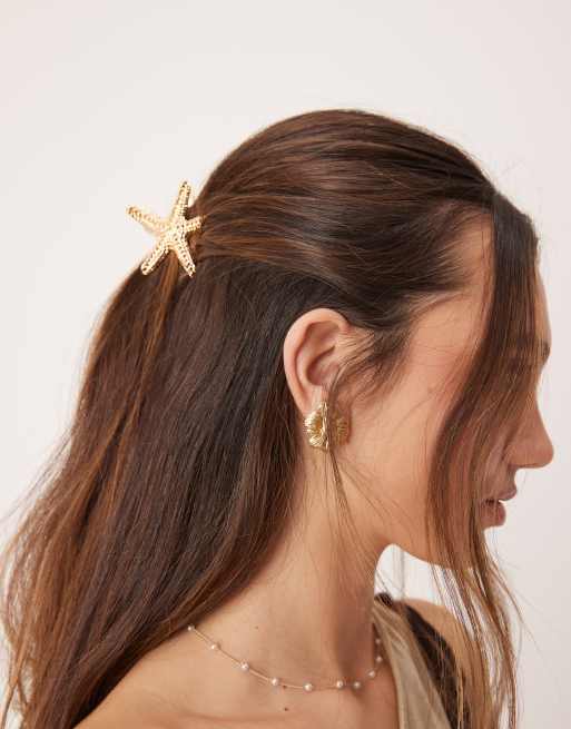 DesignB London - Metalen haarklem met schelp in goud, 4 van 4