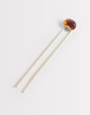 Designb London Metallic French Pin With Resin Detail In Gold