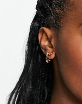 DesignB London mini heart hoop earrings in gold  - ASOS Price Checker