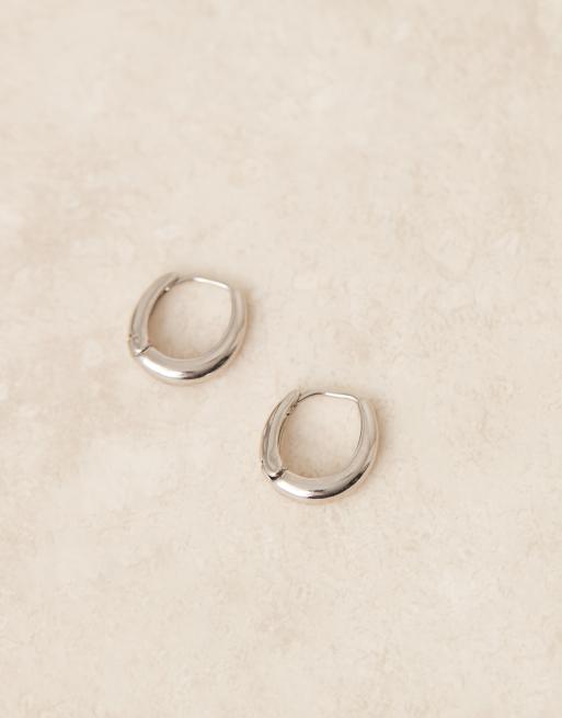 DesignB London mini huggie hoop earrings in silver ASOS