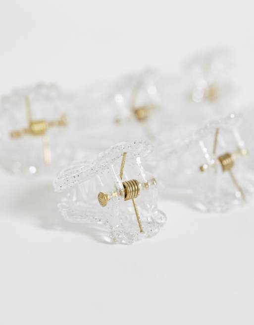 DesignB London mini shell claw clips in clear glitter, 3 of 3