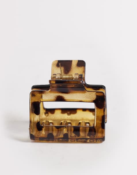 DesignB London mini square hair claw clip in tort - view 1