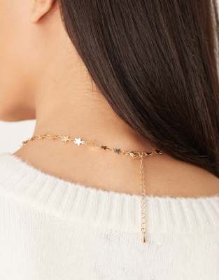Designb London Mini Star Choker Necklace In Gold