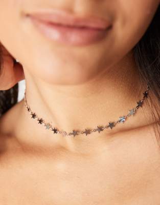 DesignB London mini star choker necklace in silver